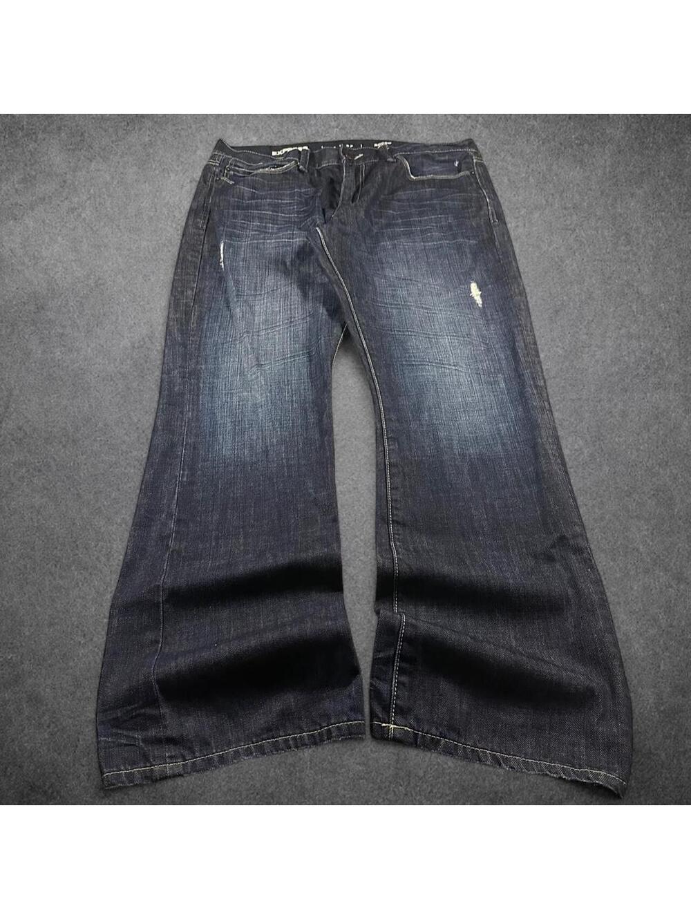 Y2K grunge express Rocco slim fit low rise bootcut distressed jeans - 36x32